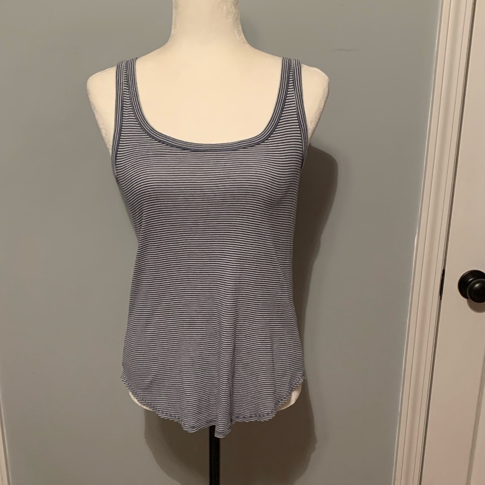 Loft white/blue striped tank top